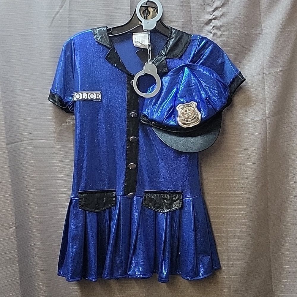Girls size 8-10 Police Halloween costume Spirit Halloween dress & hat